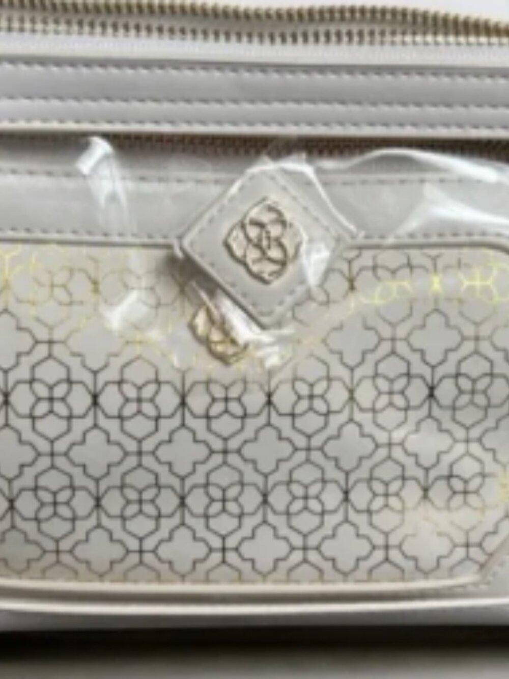NWT Kendra Scott 2Piece Cosmetic Bag Set in White/Gold Design - Picture 8 of 11